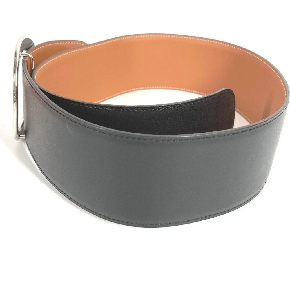 HERMES Thick belt Accessories Buckle Belt belt Leather Black/SilverHardware - Picture 4 of 10
